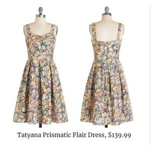 Tatyana L Wiggle Dress Pin Up Retro 50s Inspo Fit Flare Colorful Floral Yarn